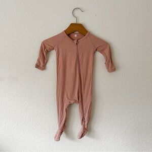 Quincy Mae Dusty Rose Bamboo Zip Footie